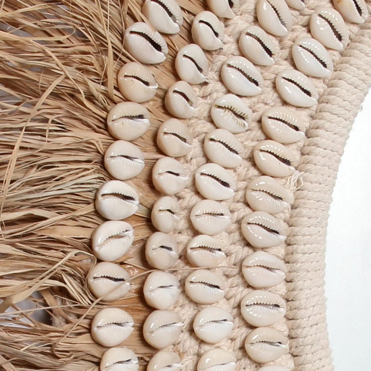 The Raffia Cowrie Mirror - Natural White - 