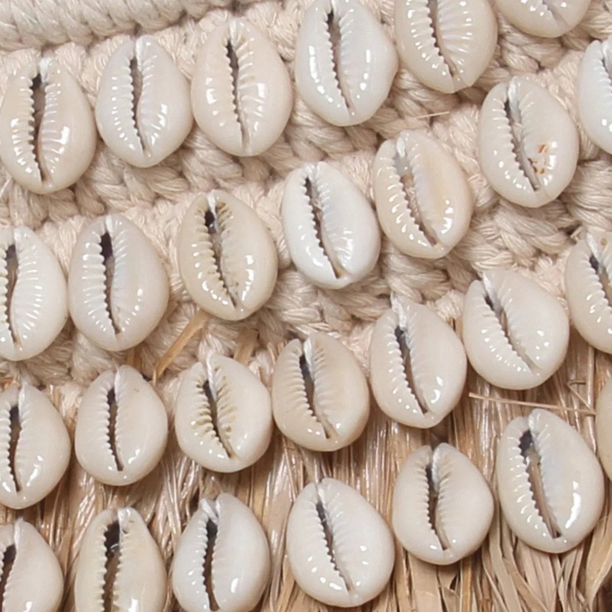 The Raffia Cowrie Mirror - Natural White - 