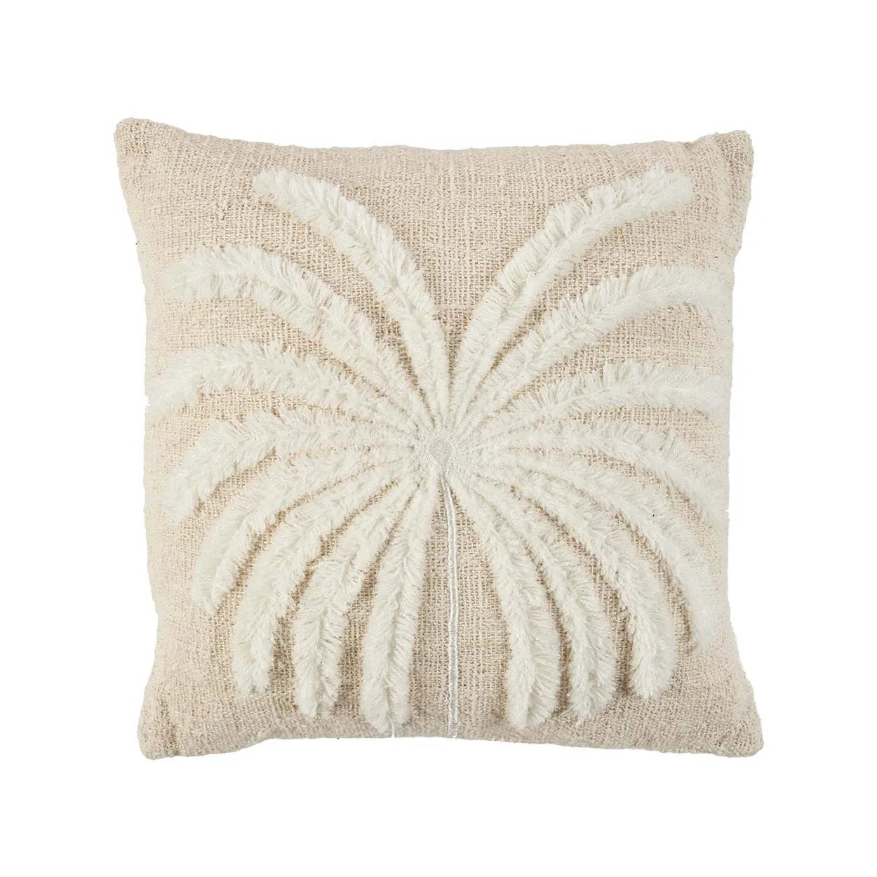 Isla Palm Cushion Cover – Natural White | Cotton Tropical Style