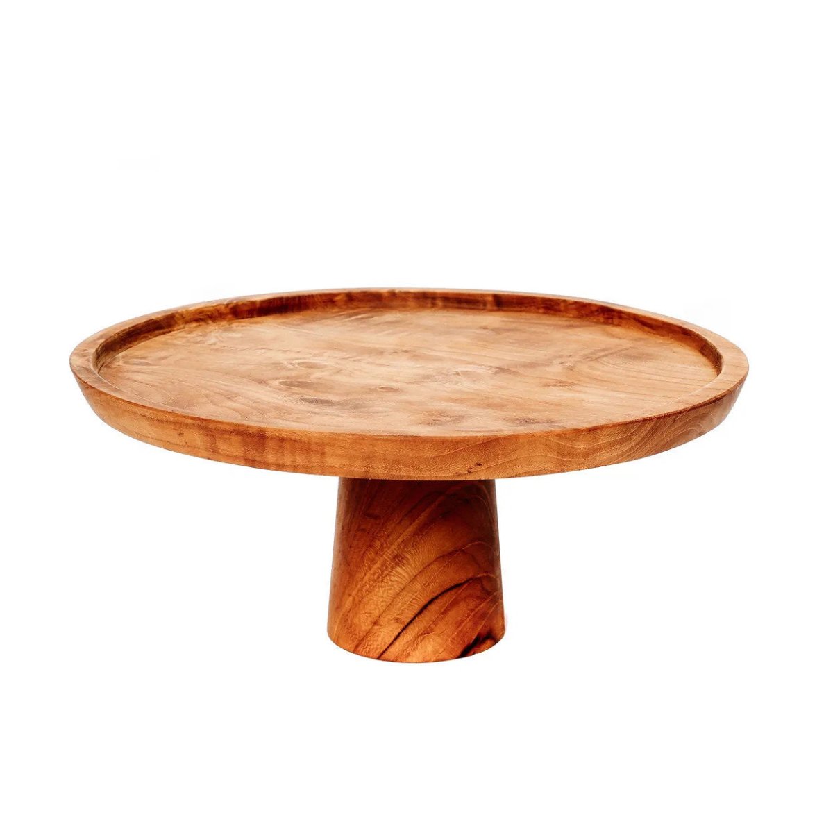 Wooden cake stand on a white background