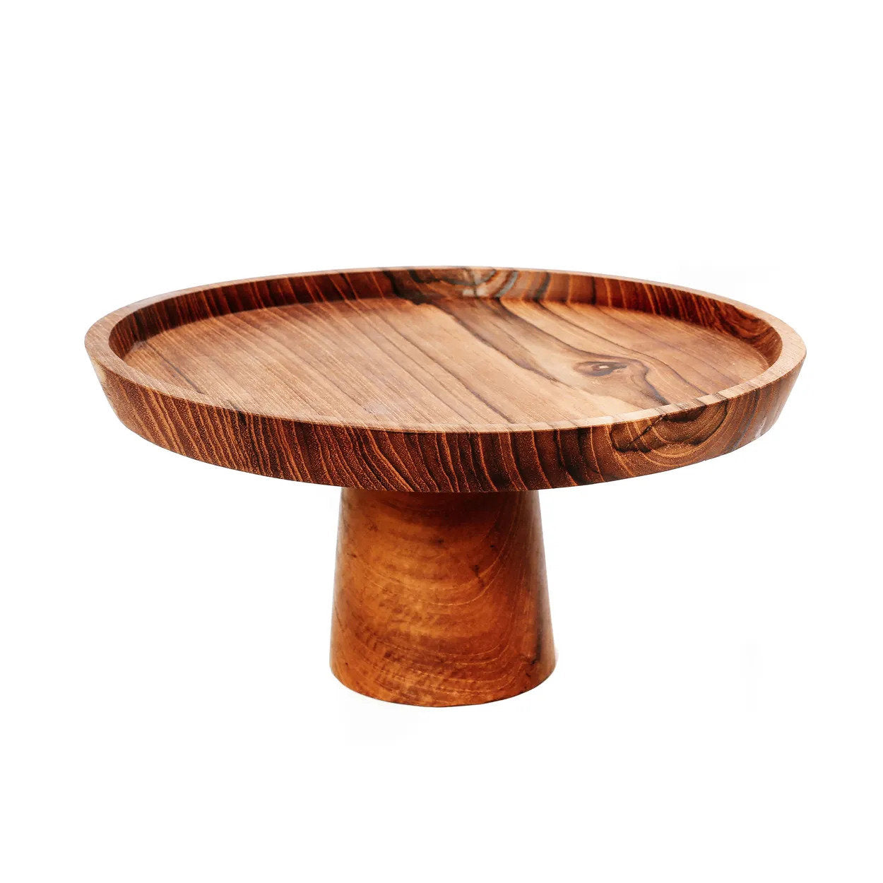 Teak Root Cake Dish – M | Handcrafted Natural Wood Display Stand