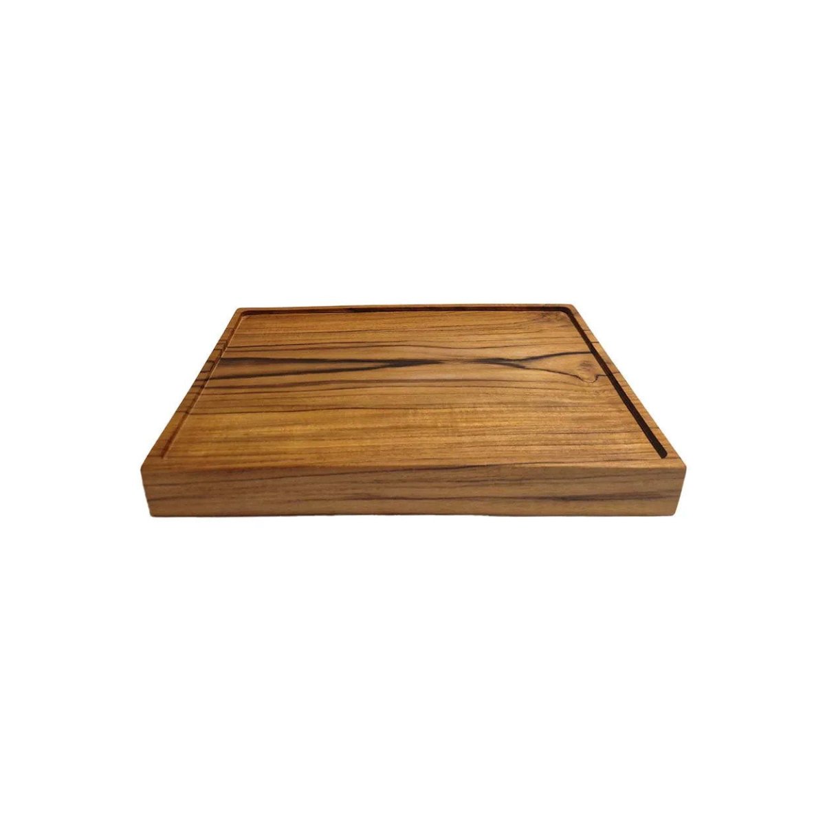 Wooden tray with a glossy finish on a white background