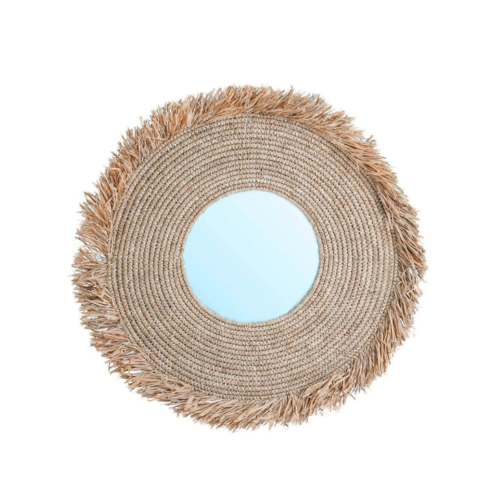 Yema Mirror – Natural Raffia | Fringed Round Wall Mirror 60x60 cm - 
