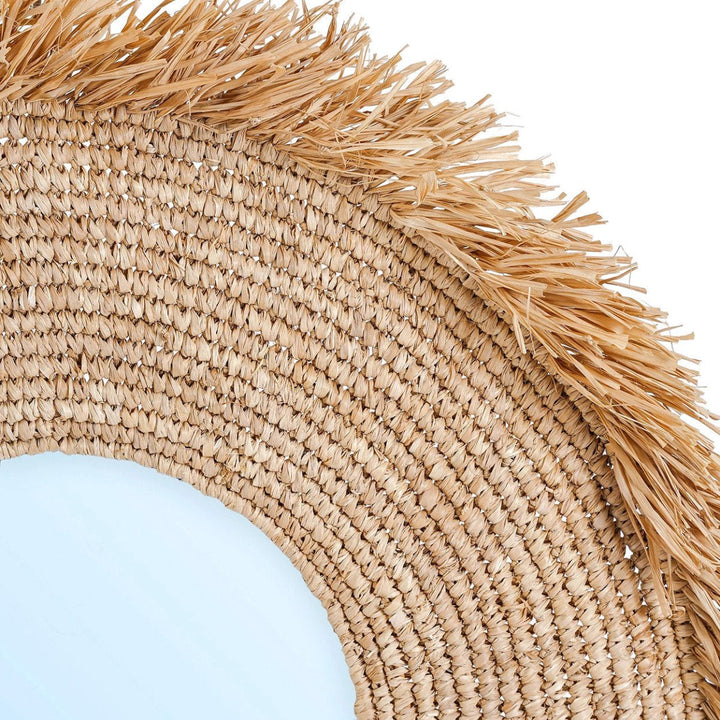 Yema Mirror – Natural Raffia | Fringed Round Wall Mirror 60x60 cm - 