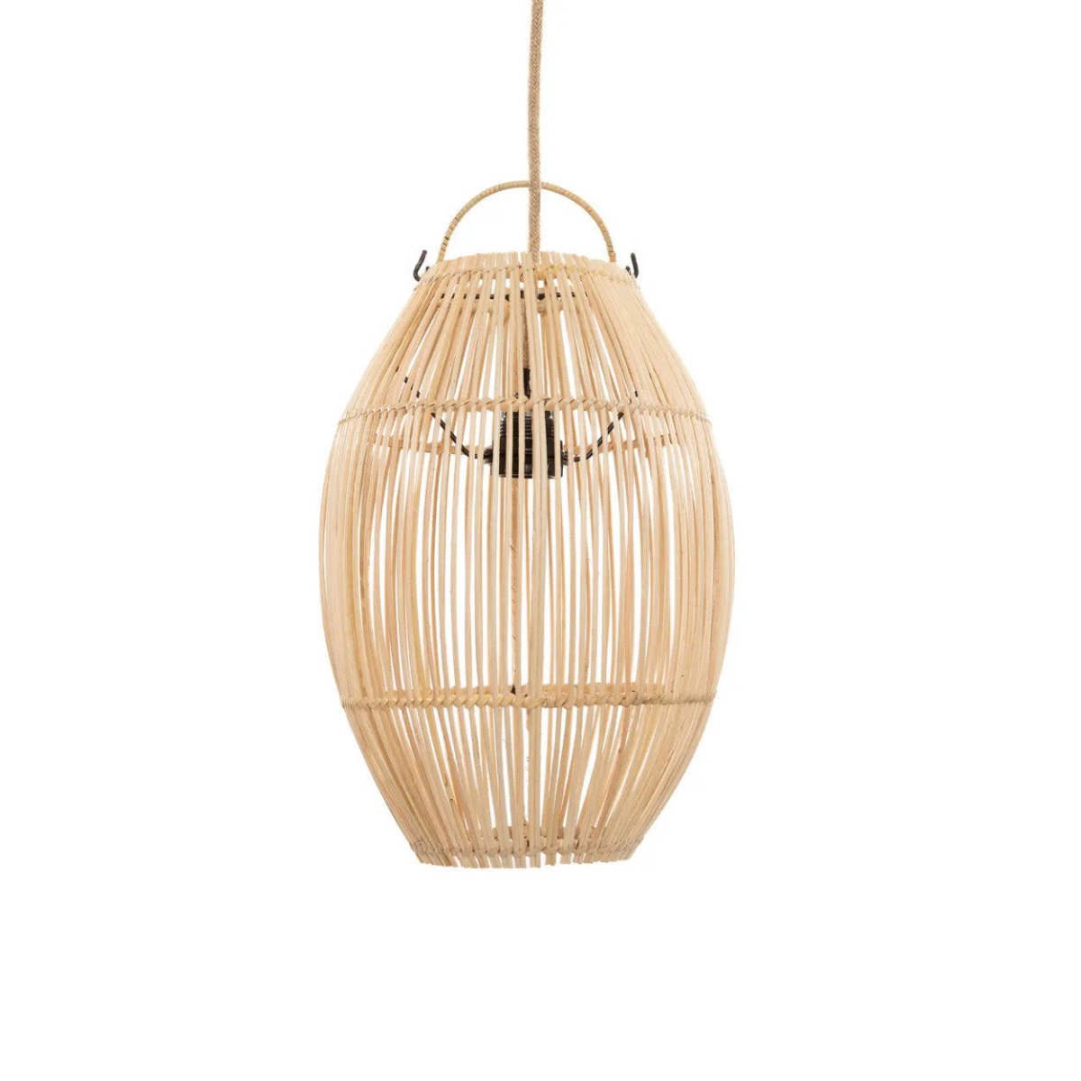 The Zuri Pendant – Small – Natural Rattan - Cylindrical Hanging Light - 