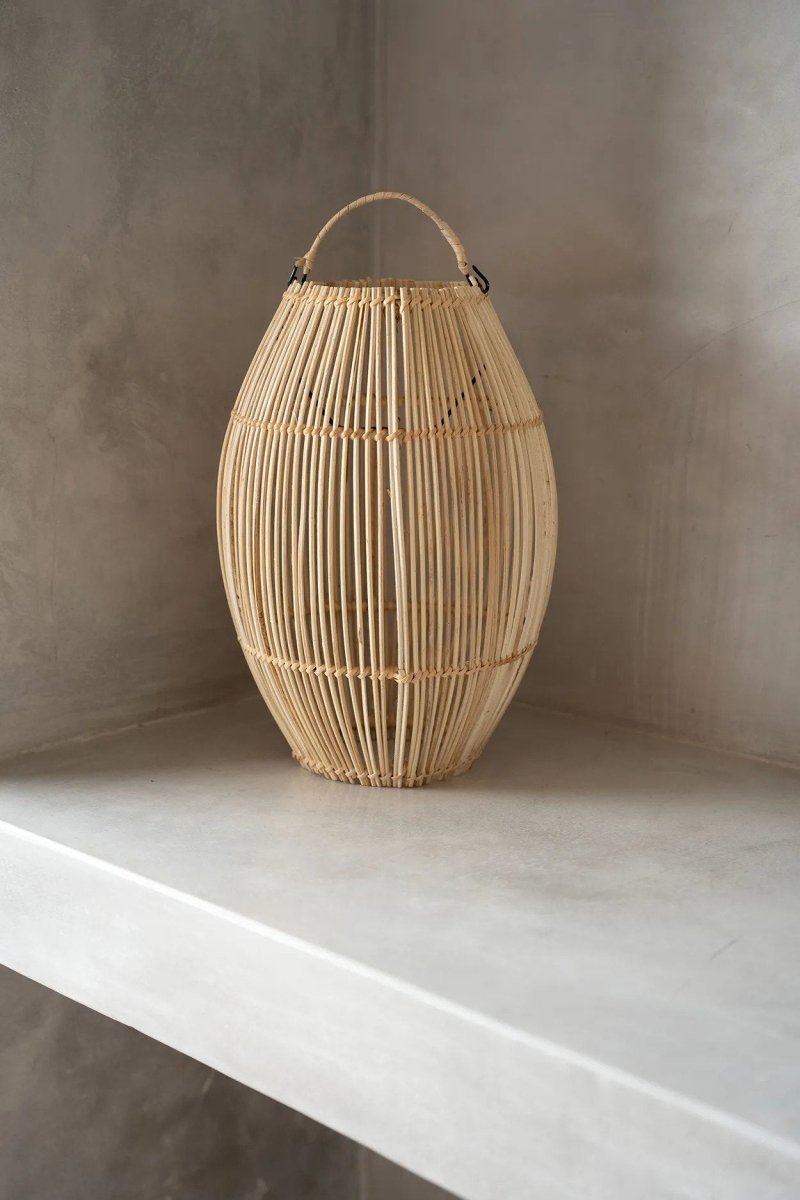 The Zuri Pendant – Small – Natural Rattan - Cylindrical Hanging Light - 