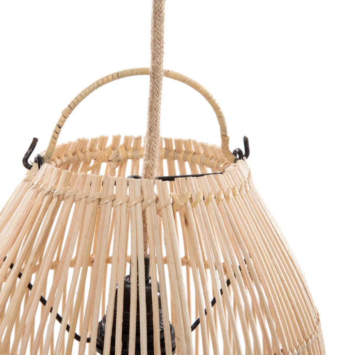 The Zuri Pendant – Small – Natural Rattan - Cylindrical Hanging Light - 