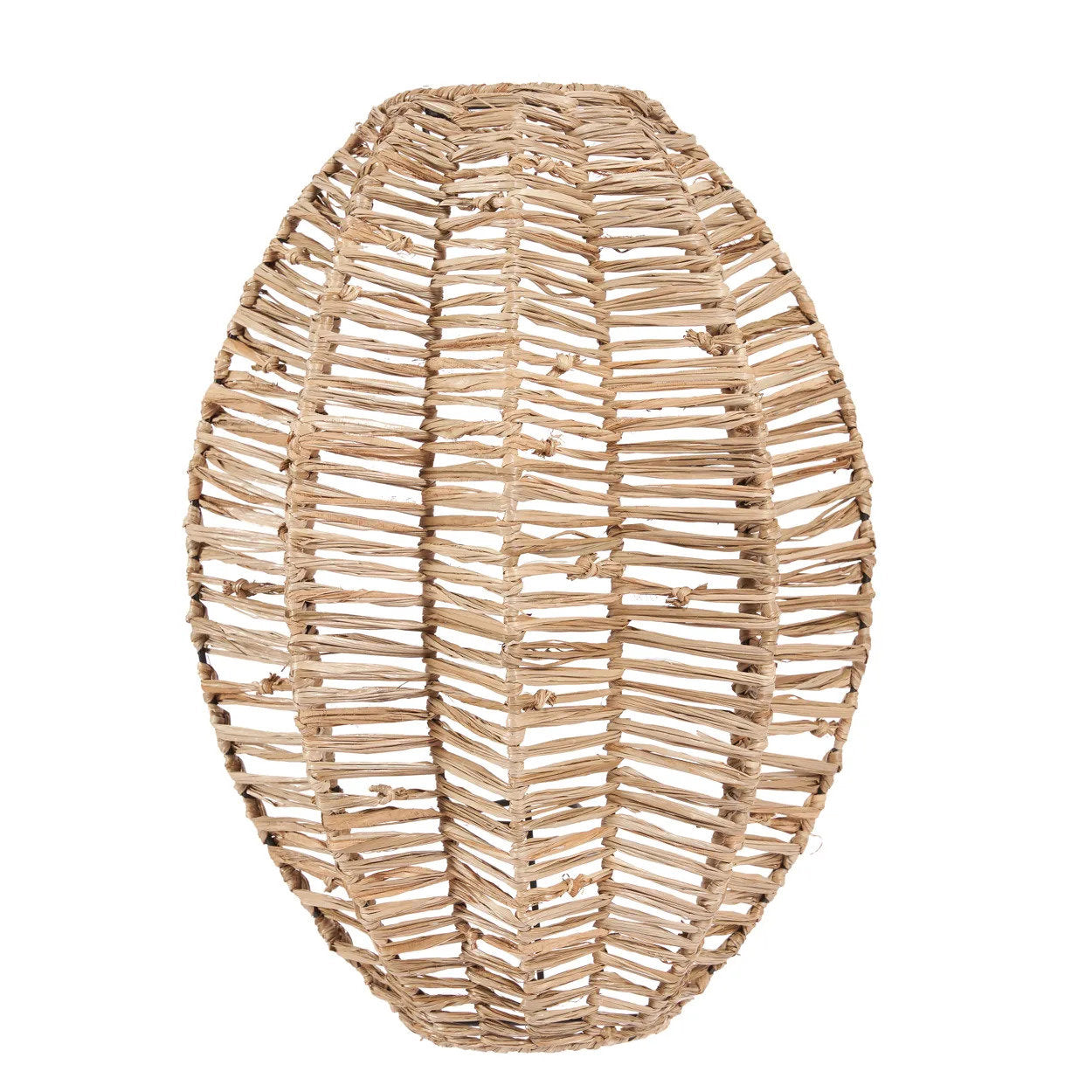 Woven rattan applique on a white background