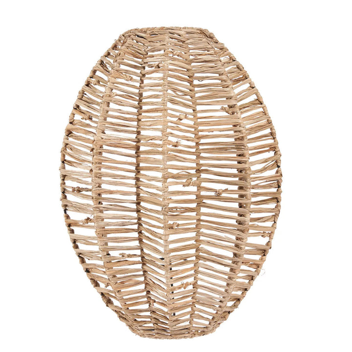Woven rattan applique on a white background