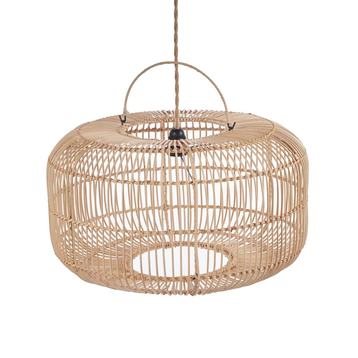 Paralume a Sospensione in Rattan Naturale – 55x30 cm | Fatto a Mano da Bazar Bizar