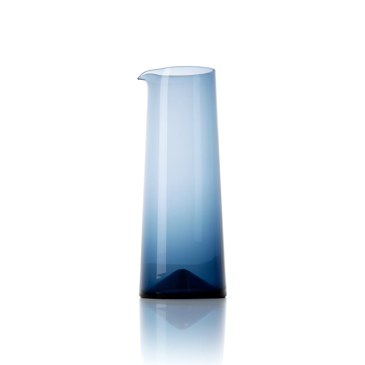 Blue glass carafe on a white background