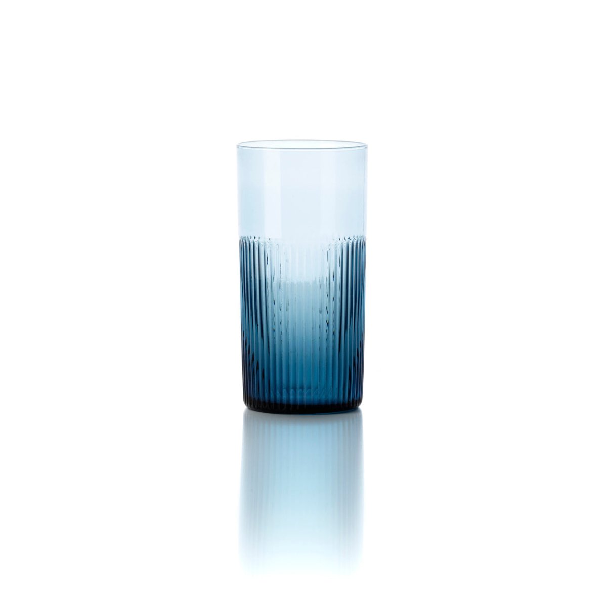 Blue glass tumbler on a white background