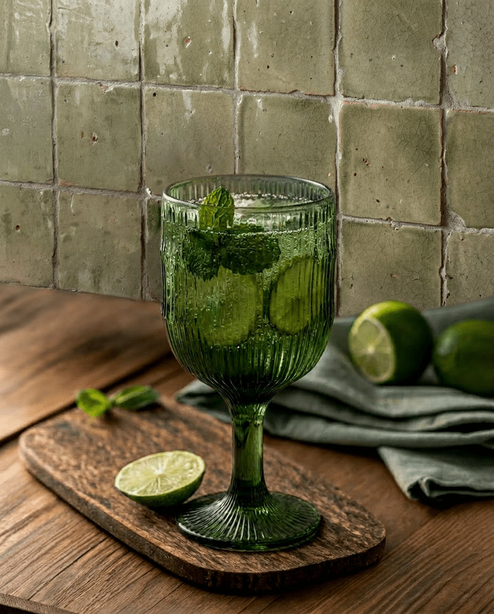 The Moss Ripple Wine Glass - Green -