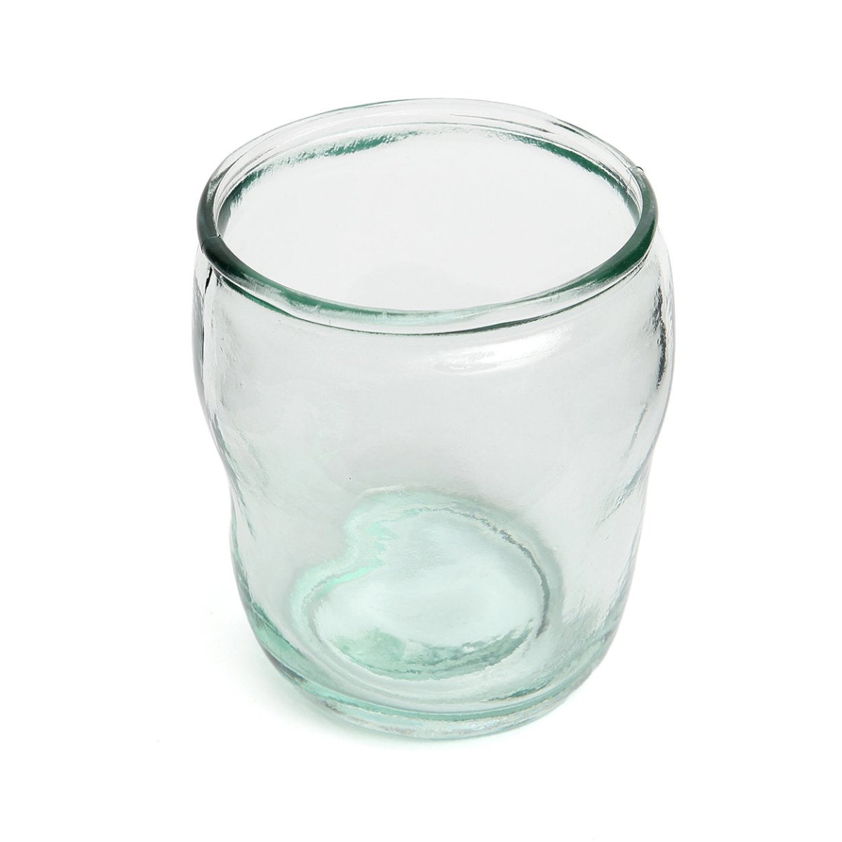 Clear glass tumbler on a white background