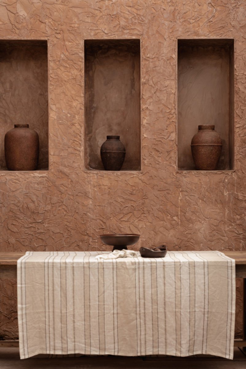 The Provence Tablecloth - Natural Black/White - 150 x 300 cm - 