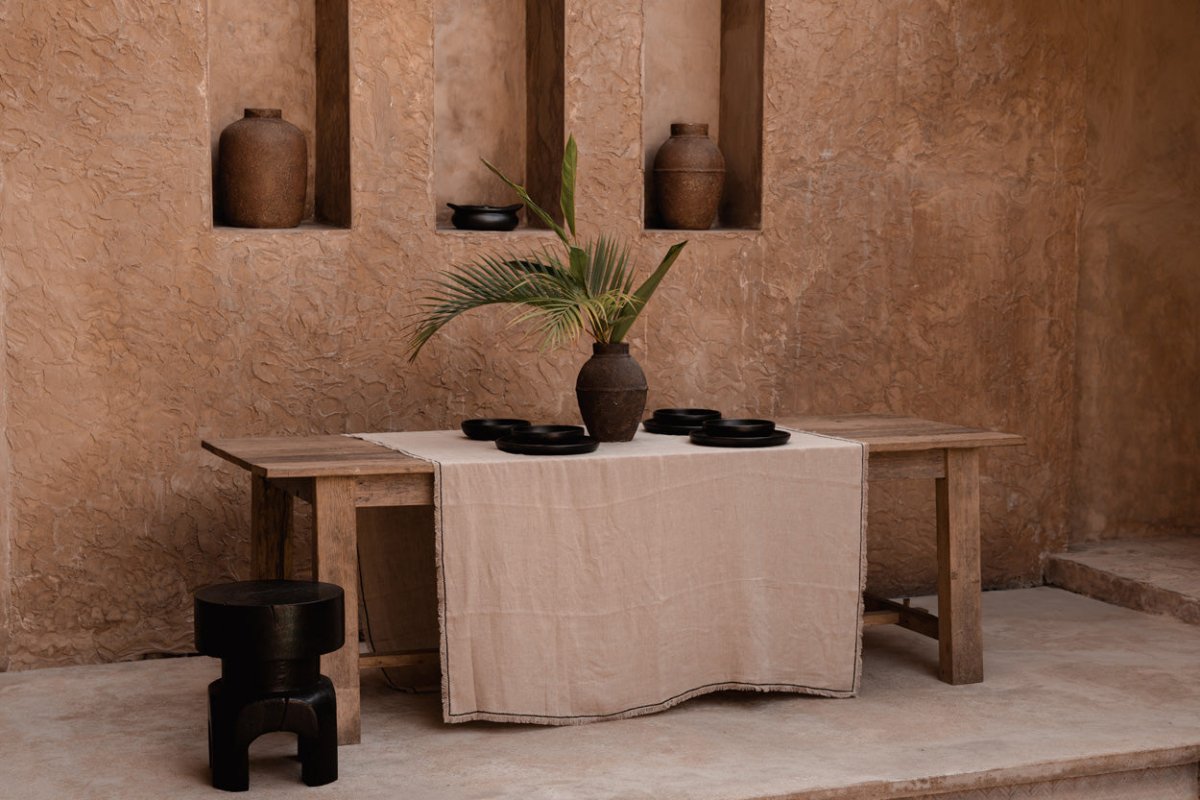 Tuscan Tablecloth - Natural Black - 150 x 300 cm - 