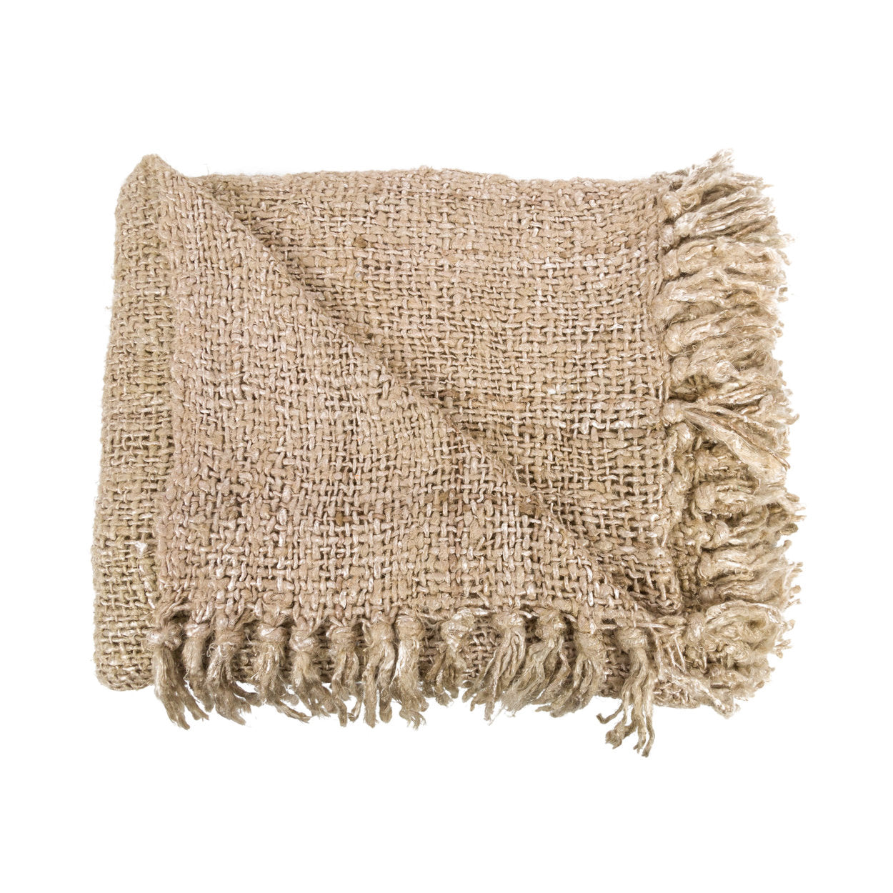 The S’il Vous Plaid – Beige | Coperta in Cotone Intrecciato con Frange