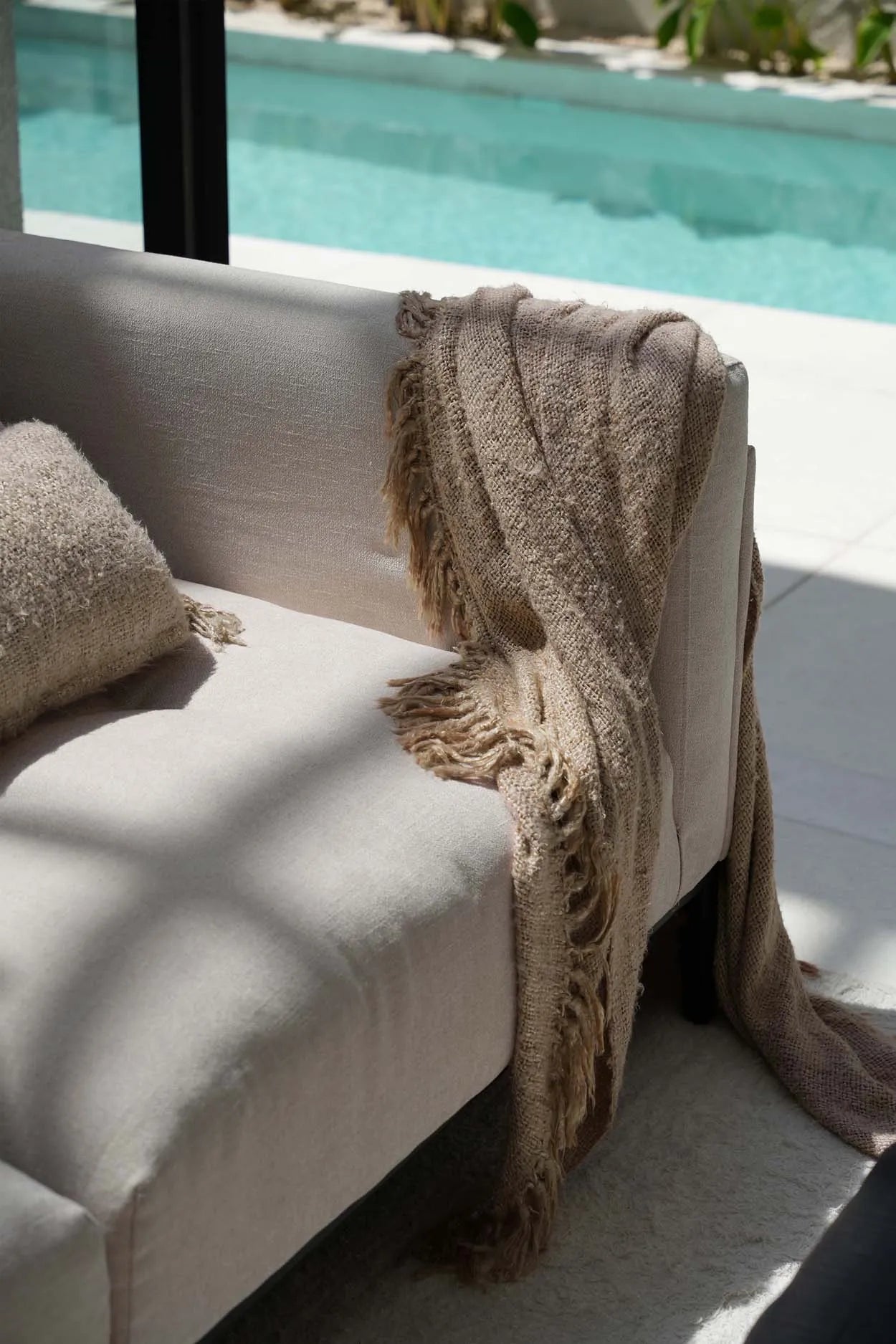 The S’il Vous Plaid – Beige | Coperta in Cotone Intrecciato con Frange