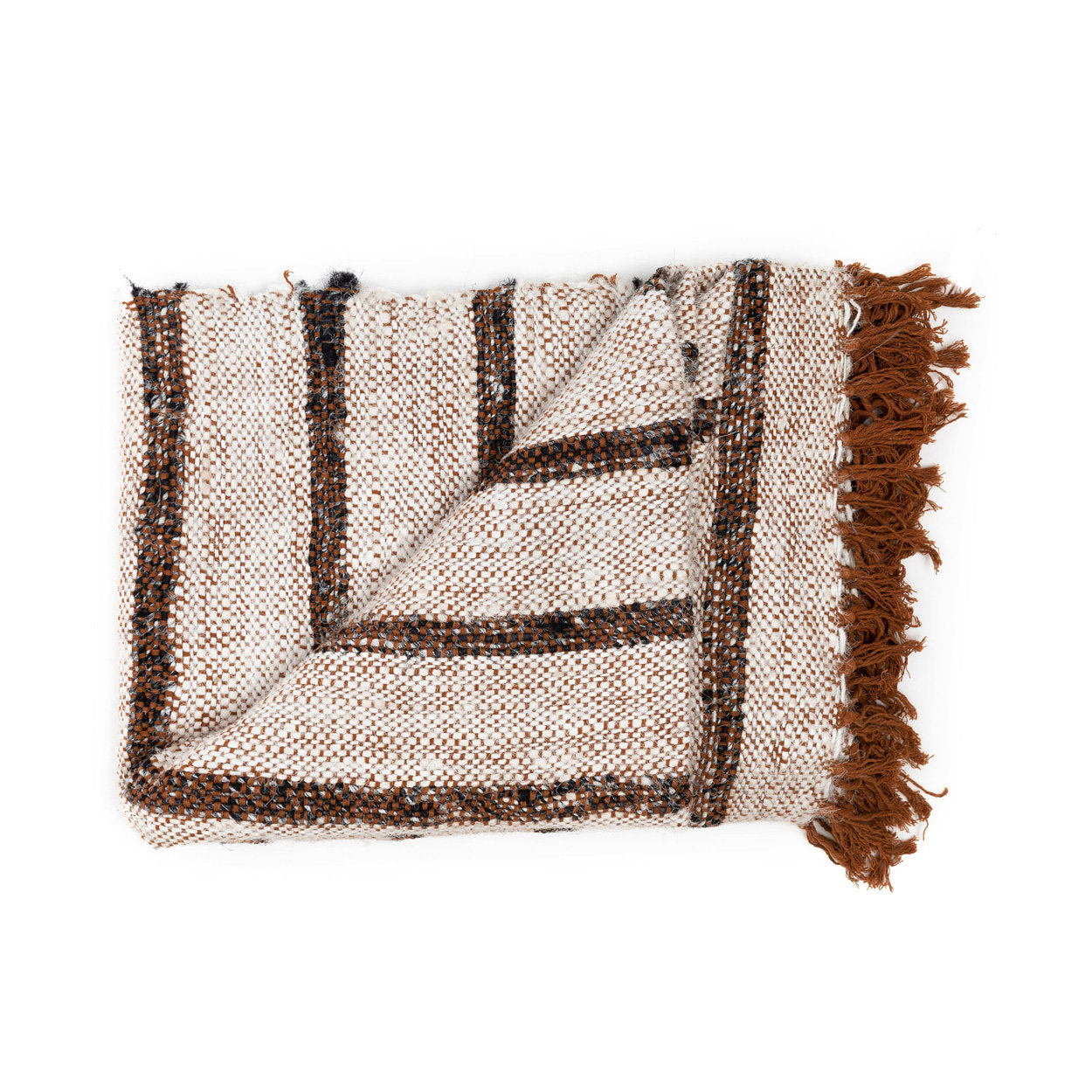 The S’il Vous Plaid – Bianco Boho | Plaid in Cotone Intrecciato a Mano con Frange