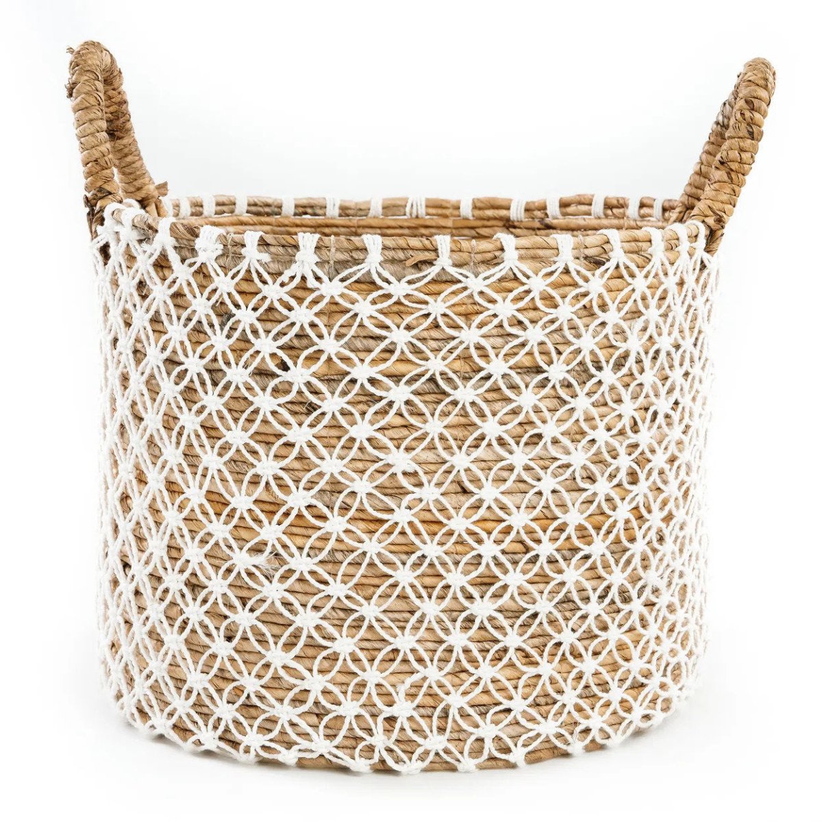 Crossed Stitched Macrame Basket – L | Seagrass & Cotton - 