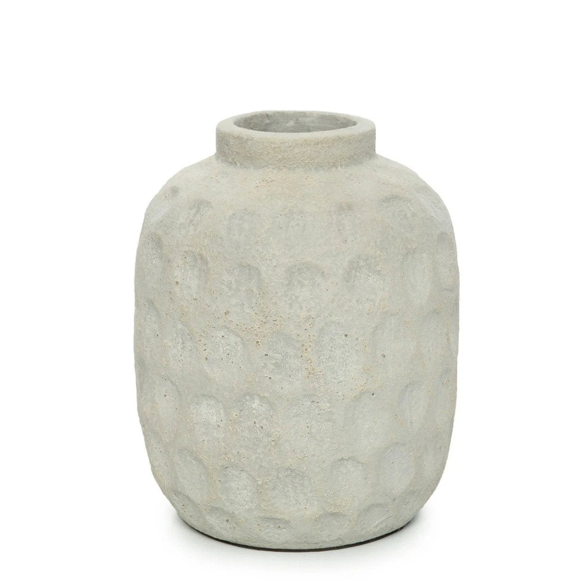Gray textured vase on a white background