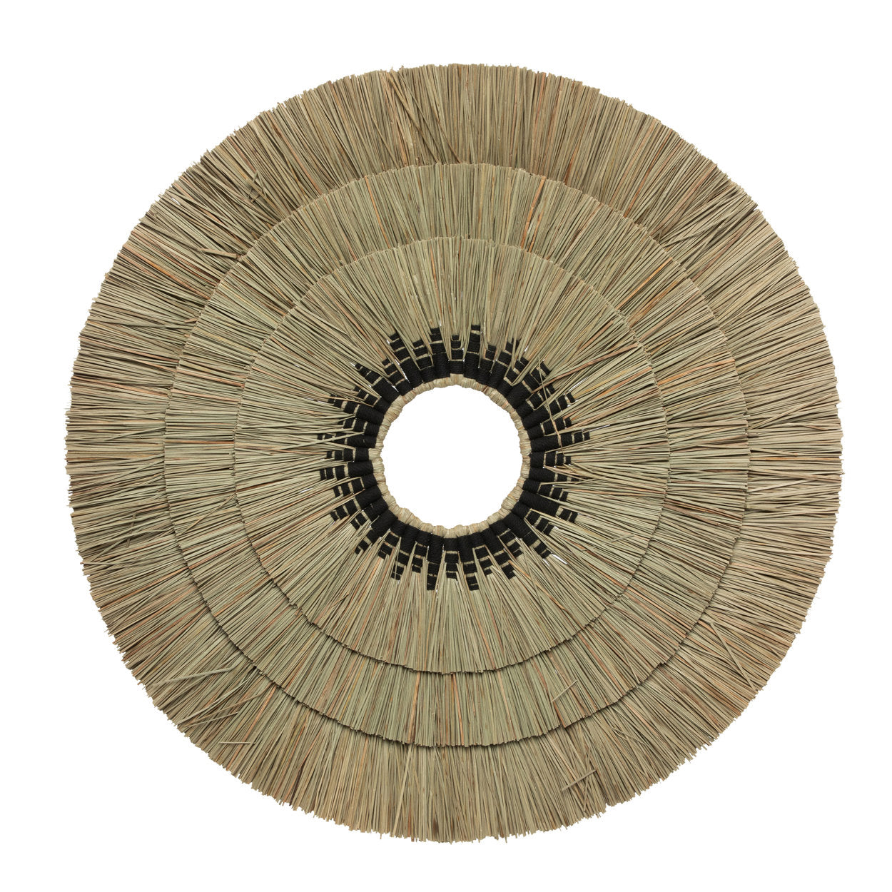 Mengdong Wall Decoration – Natural & Black | Handcrafted Grass & Cotton