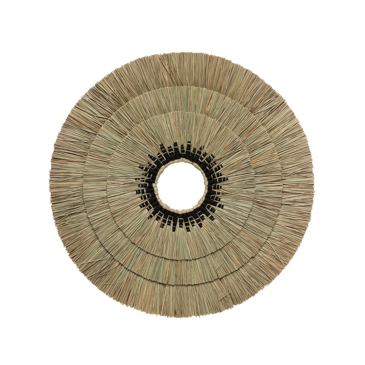 Mengdong Wall Decoration – Natural & Black | Handcrafted Grass & Cotton - 
