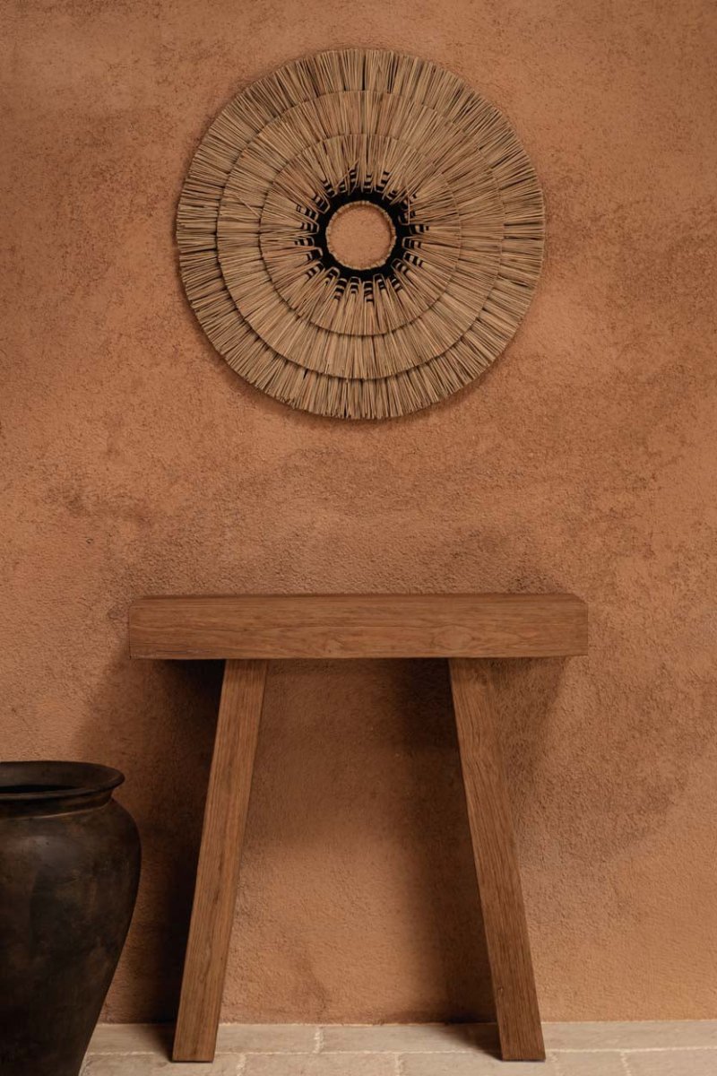 Mengdong Wall Decoration – Natural & Black | Handcrafted Grass & Cotton - 