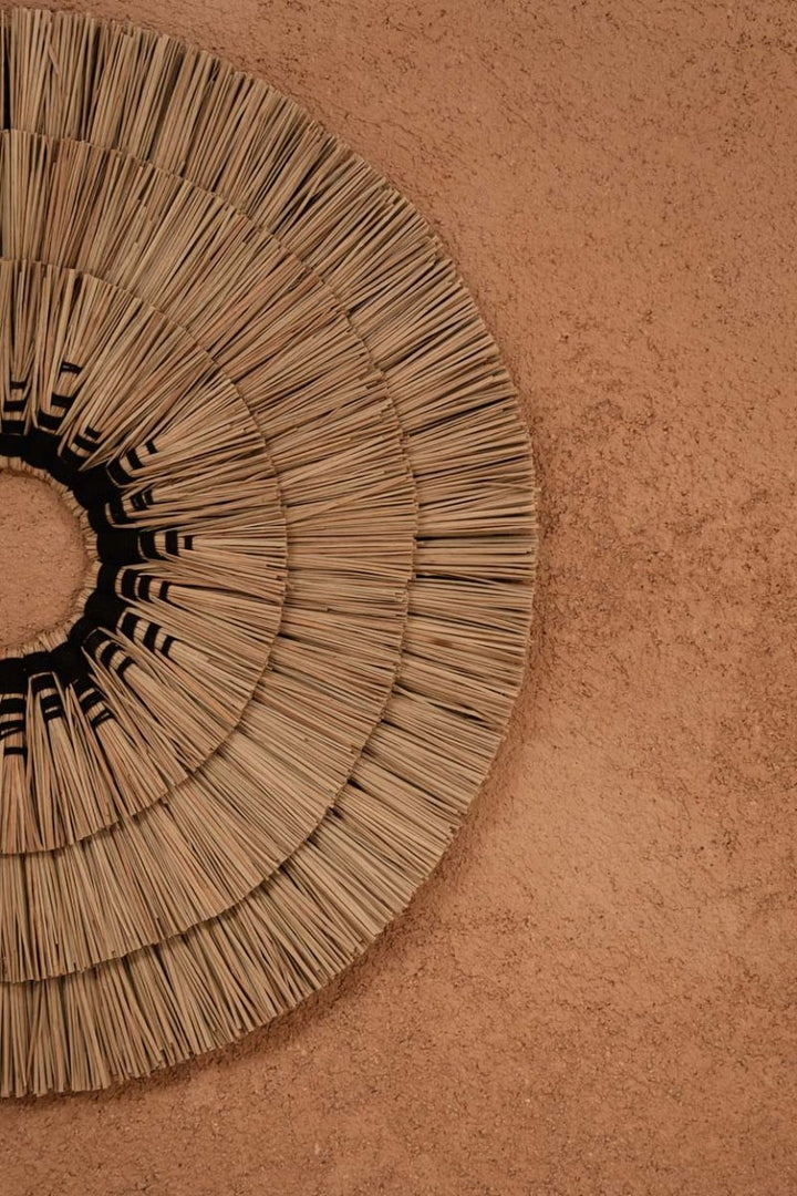 Mengdong Wall Decoration – Natural & Black | Handcrafted Grass & Cotton - 