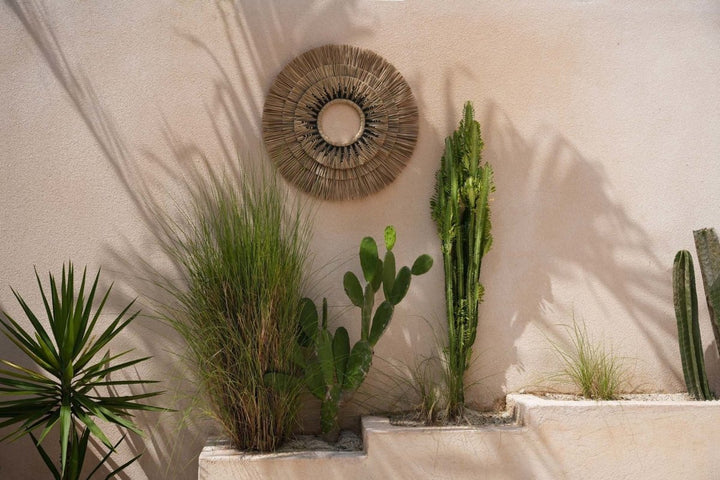 Mengdong Wall Decoration – Natural & Black | Handcrafted Grass & Cotton - 