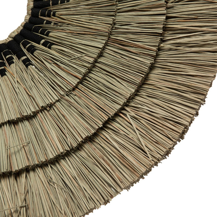 Mengdong Wall Decoration – Natural & Black | Handcrafted Grass & Cotton - 