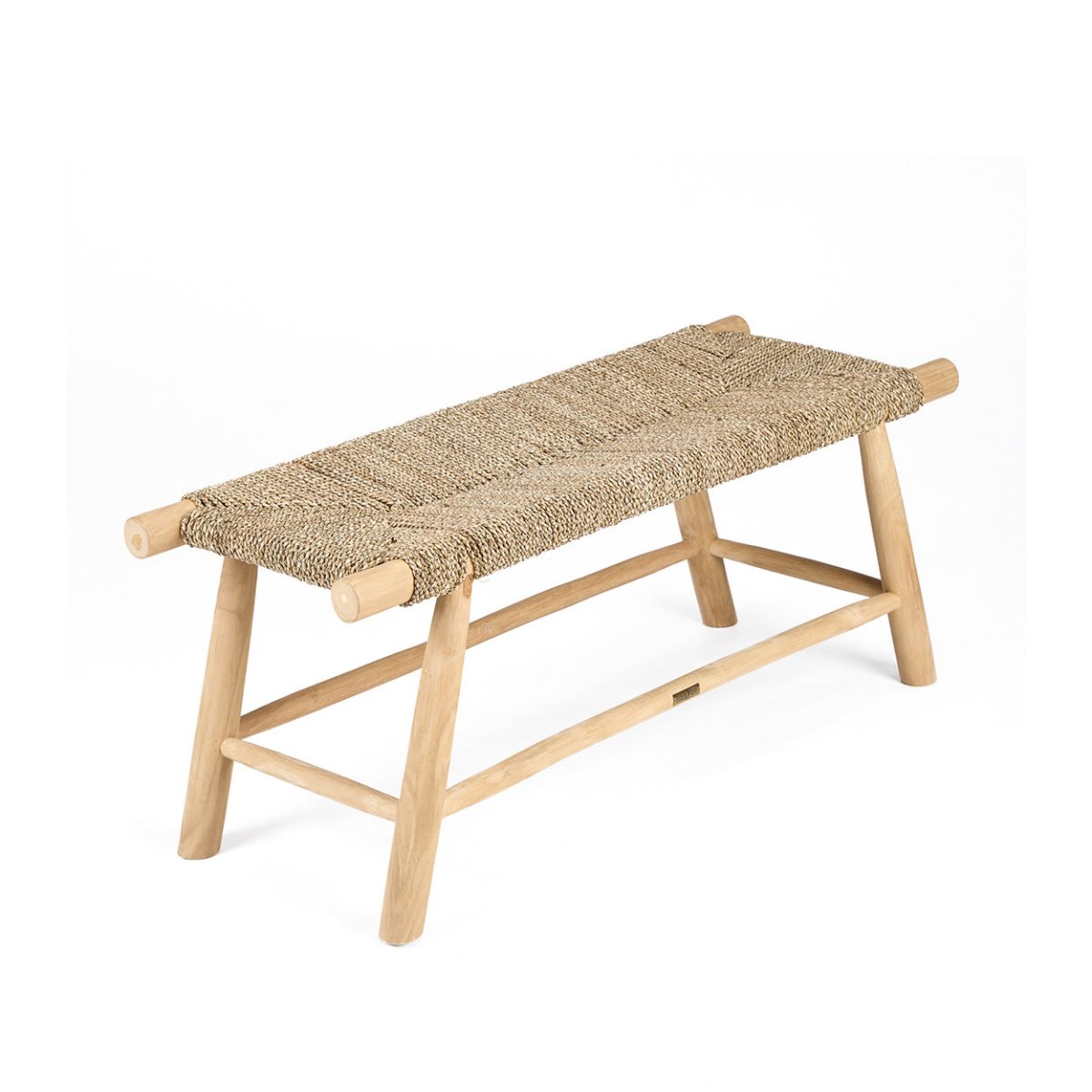 Boho Teak & Seagrass Bench | Indoor & Covered Outdoor Seating - 