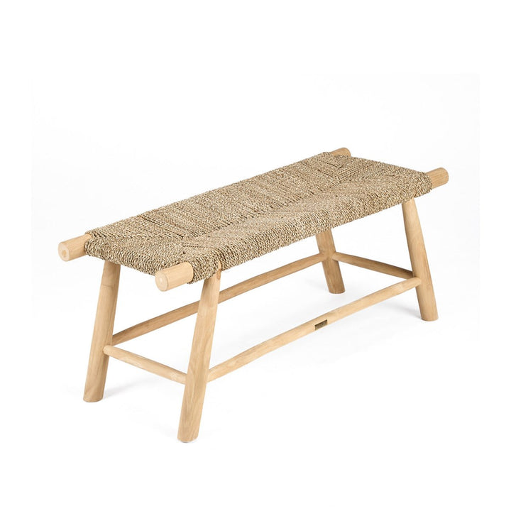 Boho Teak & Seagrass Bench | Indoor & Covered Outdoor Seating - 