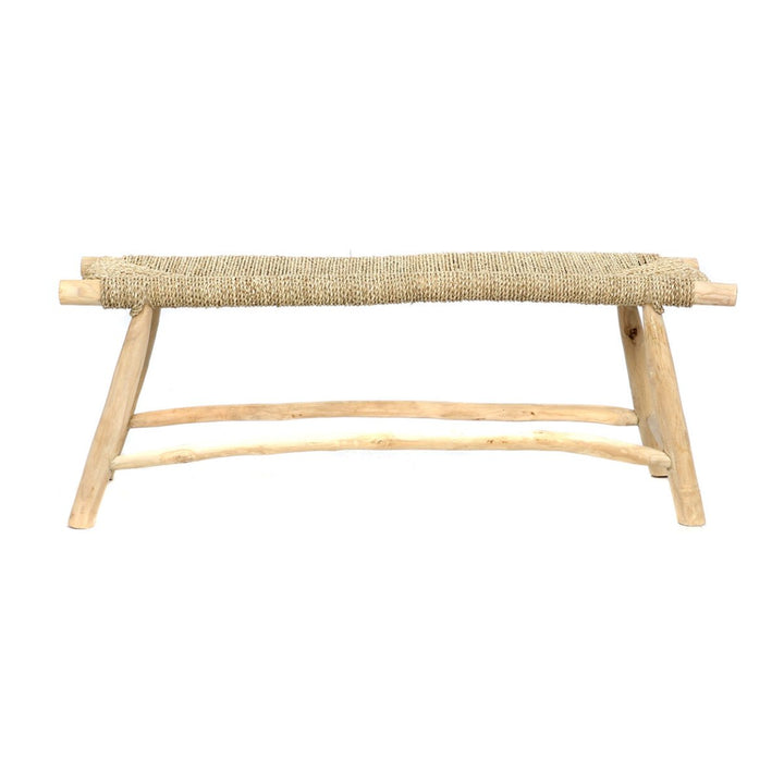 Boho Teak & Seagrass Bench | Indoor & Covered Outdoor Seating - 