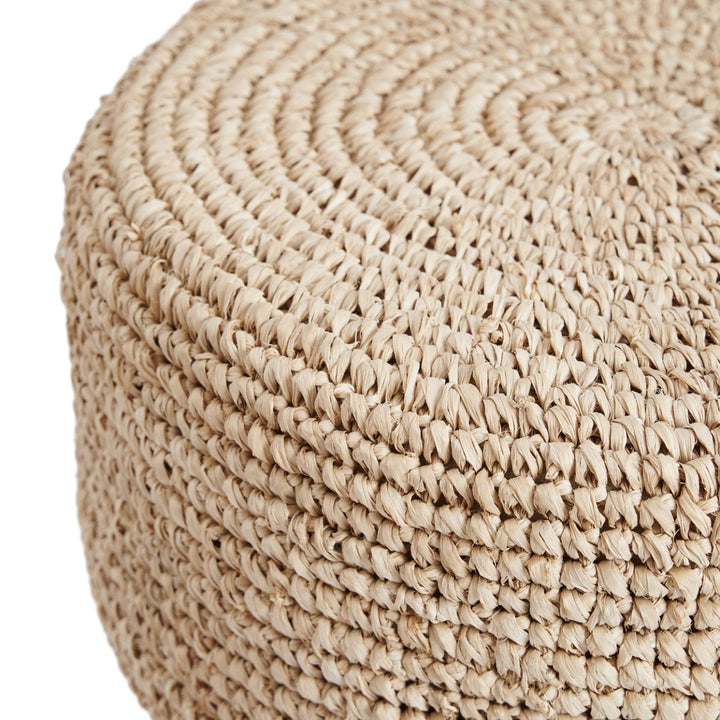 Raffia Bar Stool | Teak Wood & Handwoven Natural Seat - 
