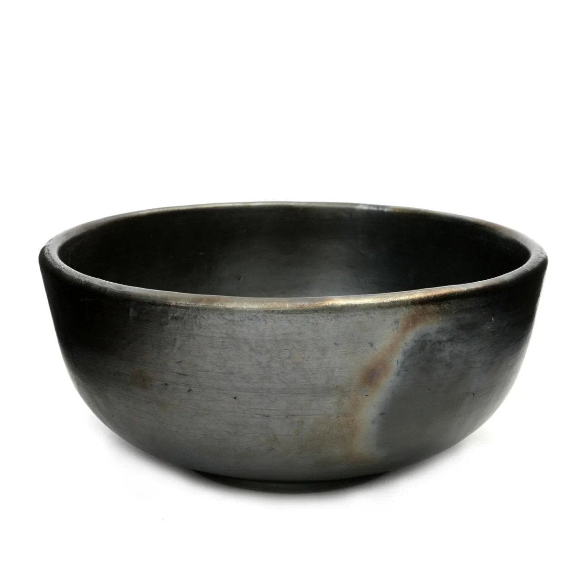 Black ceramic bowl on a white background
