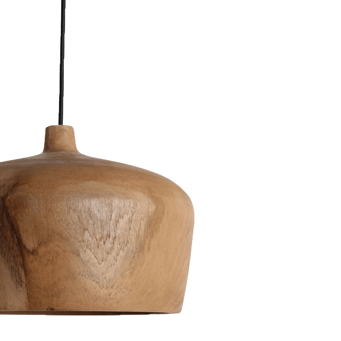 Wooden pendant light on a white background