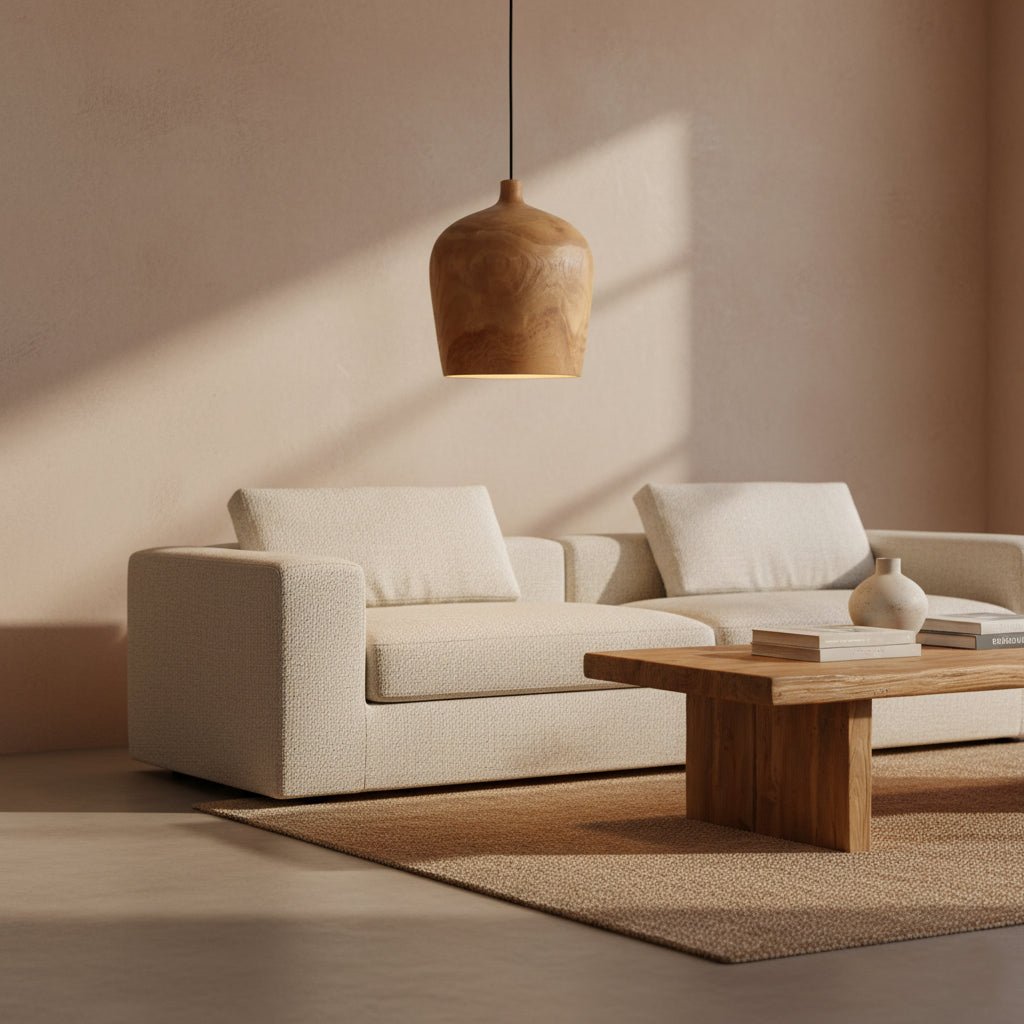 Teak Pendant Light 25 cm – Sirocco Bottle - 