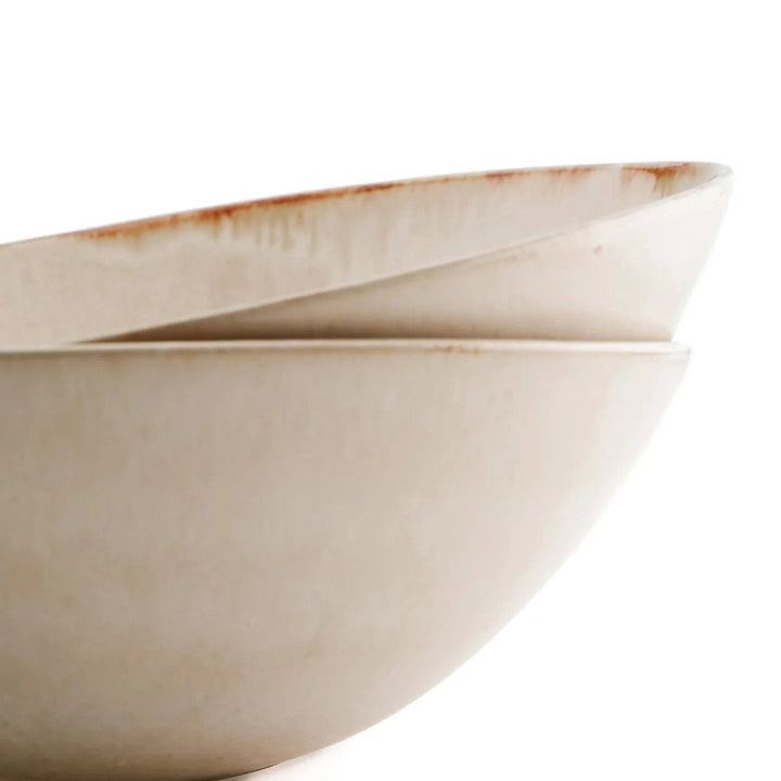 Cascais Serving Bowl – Set of 4 White Handcrafted Ceramic 27 cm - 