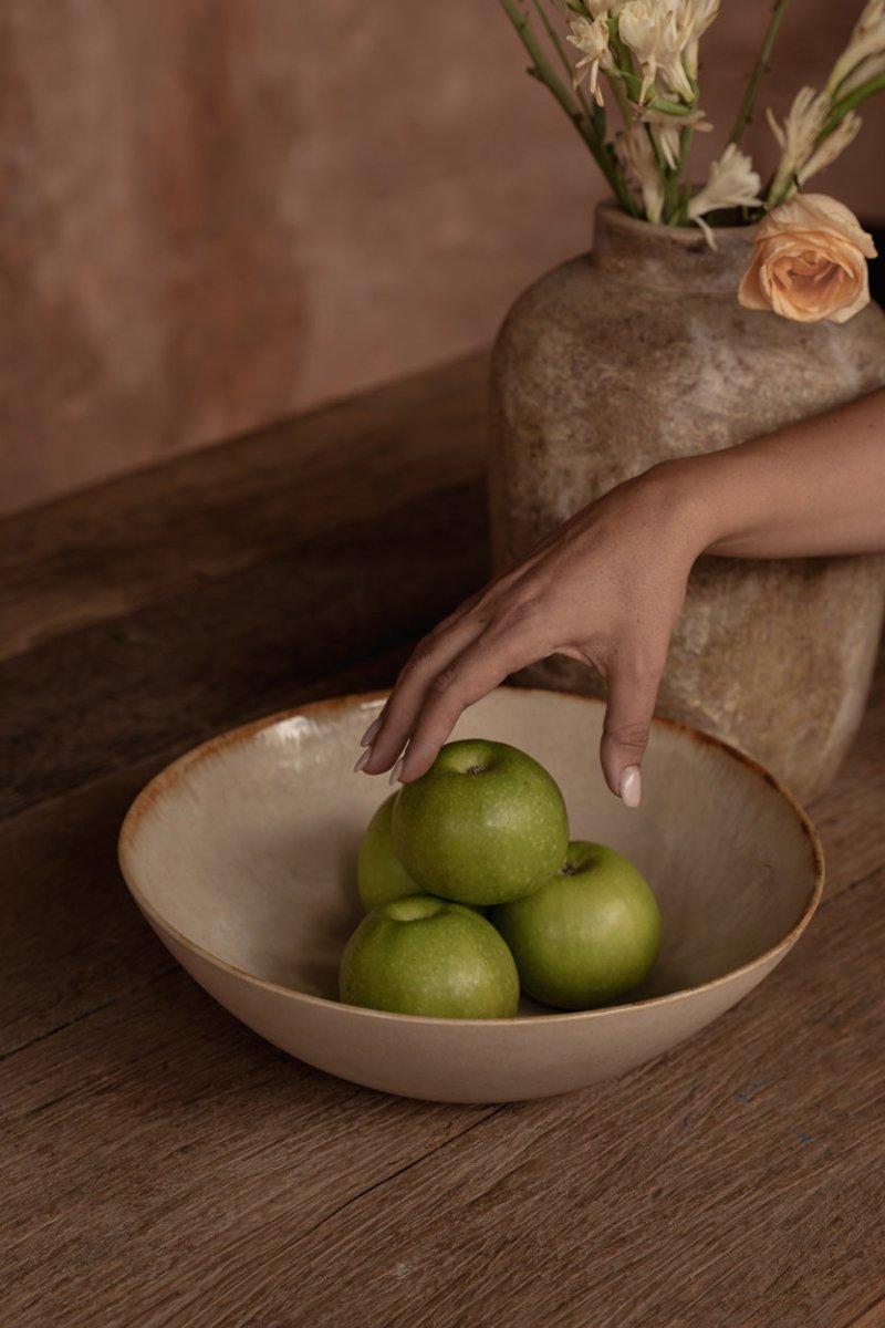 Cascais Serving Bowl – Set of 4 White Handcrafted Ceramic 27 cm - 
