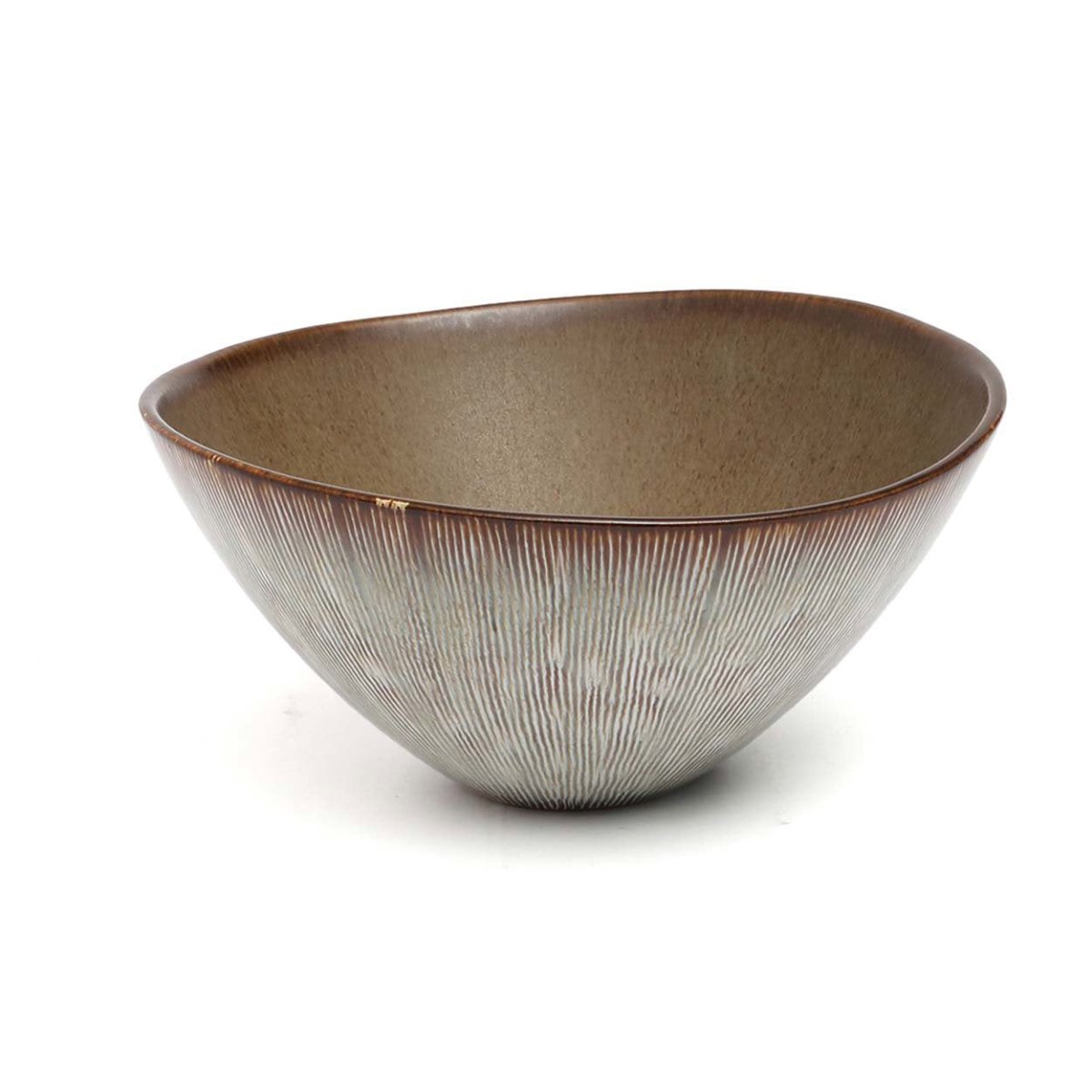 Brown ceramic bowl on a white background