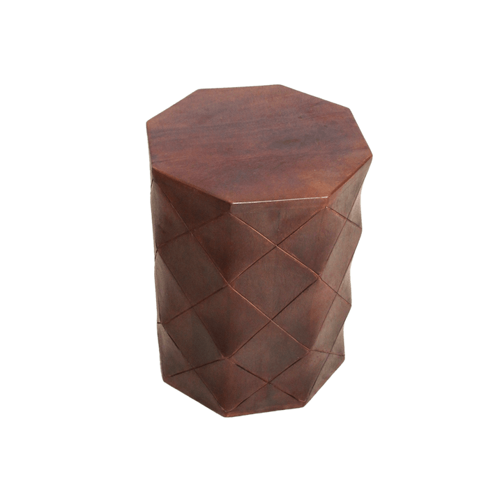 Geometric wooden stool on a white background