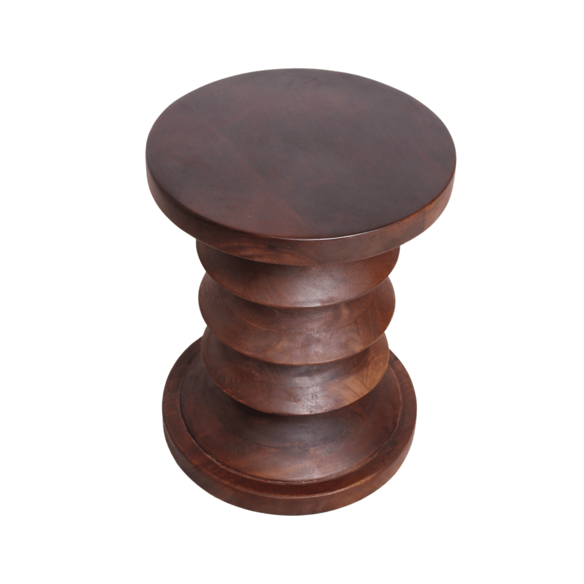 Wooden stool with a tiered design on a white background