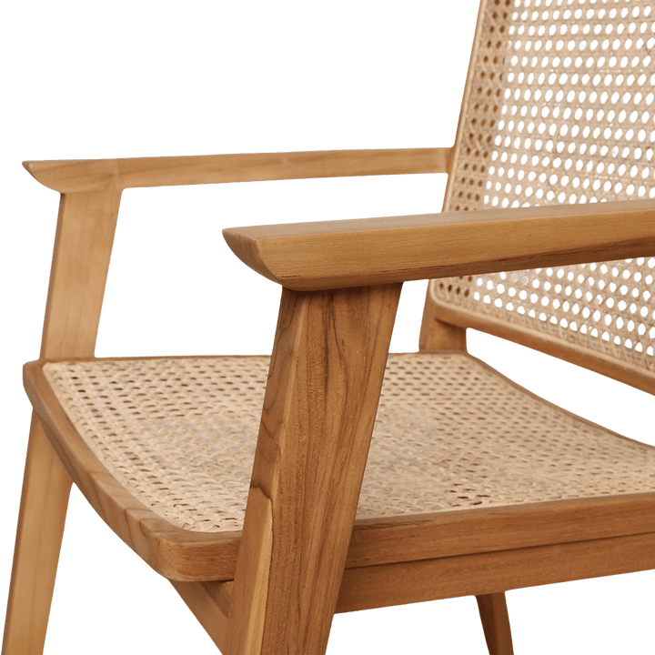 Nova Teak Dining Chair with Armrests – Rattan Cane – Set of 2 - 