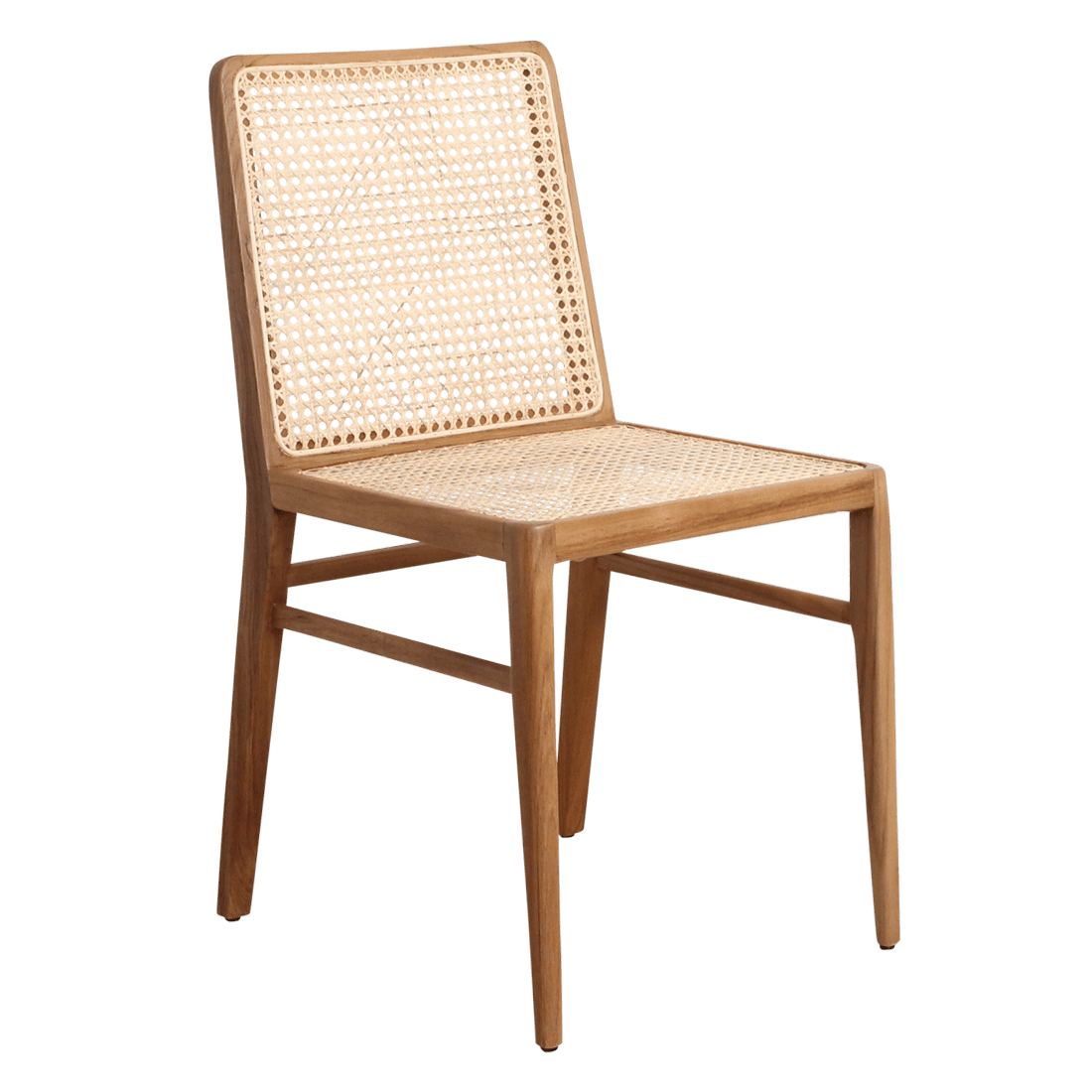 Wooden chair with wicker back and seat on a white background
