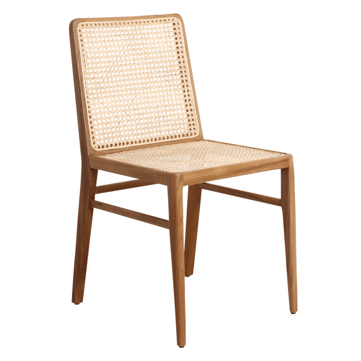 Wooden chair with wicker back and seat on a white background