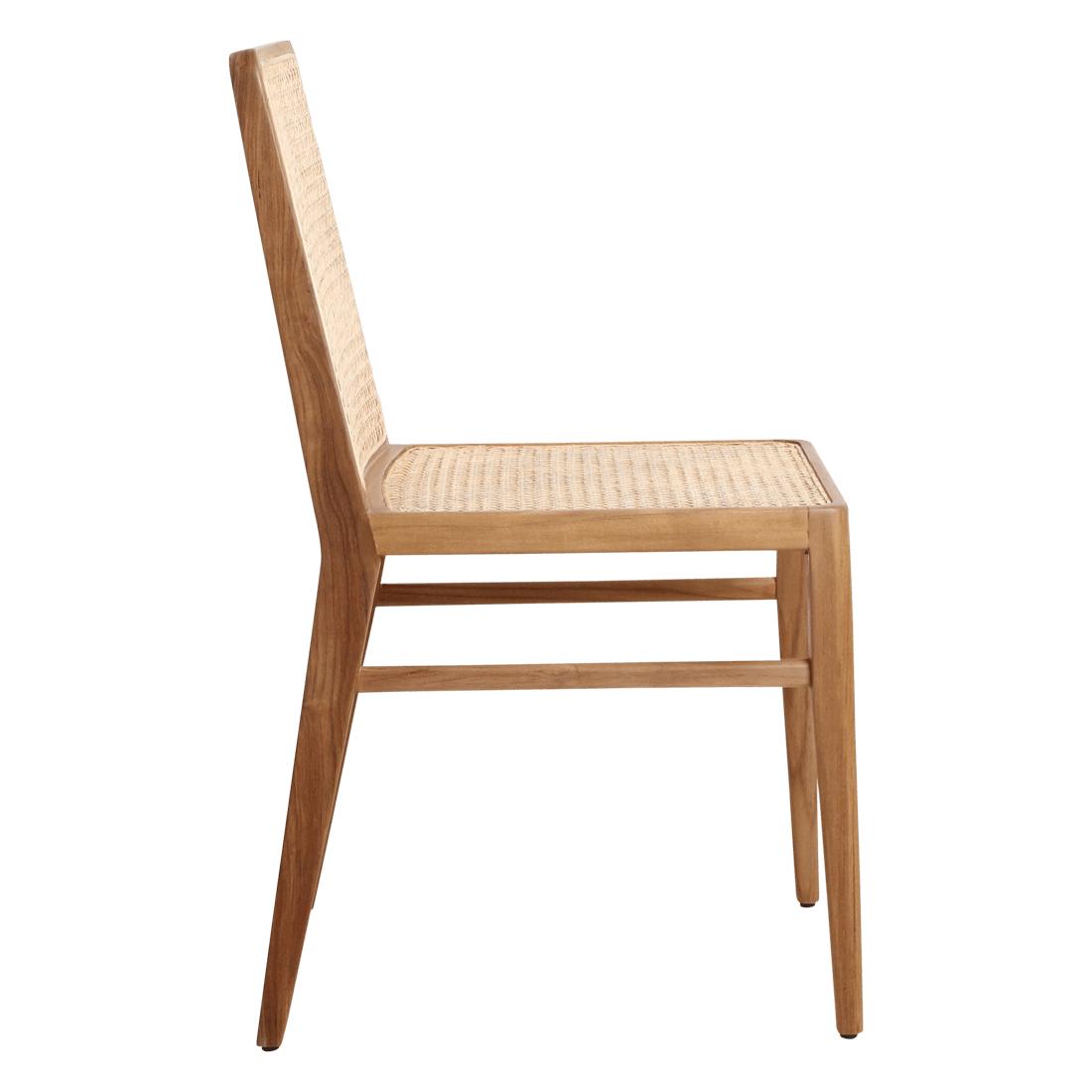 Wooden chair with woven seat on a white background