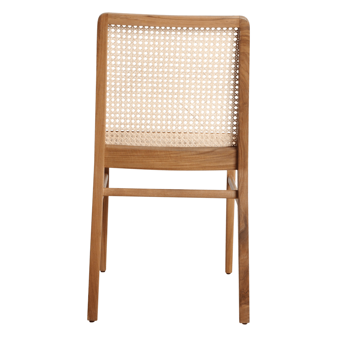 Wooden chair with wicker backrest on a white background