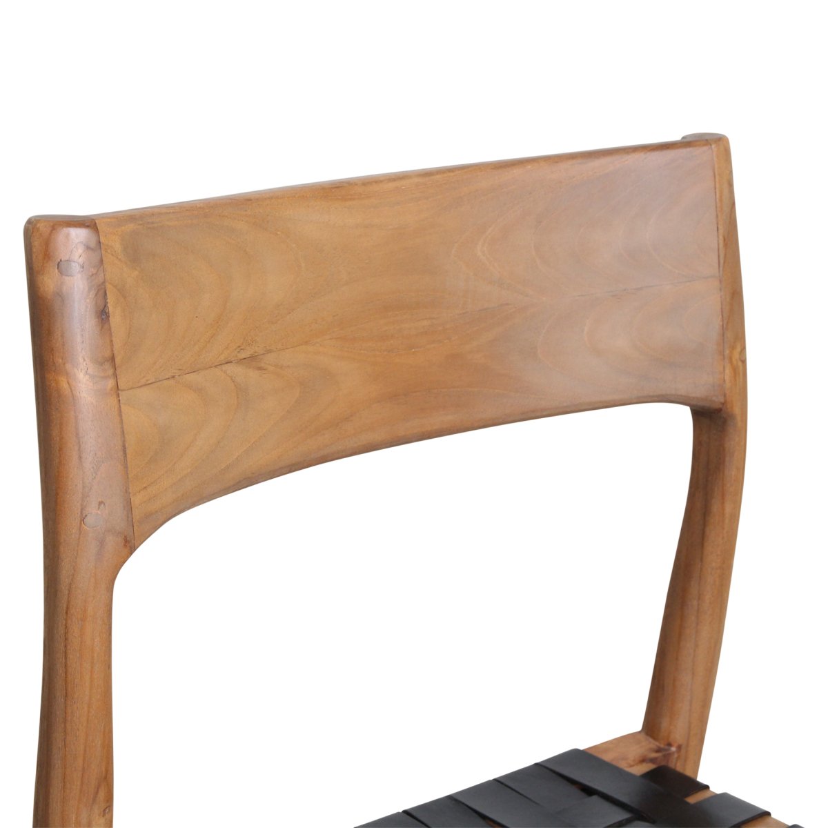 Freya Teak Dining Chairs – Black Leather (Set of 2) - 