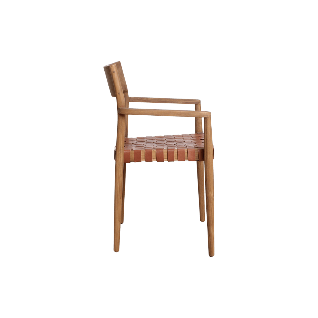 Freya Teak Dining Chair with Armrests – Natural Leather – Set of 2 - 